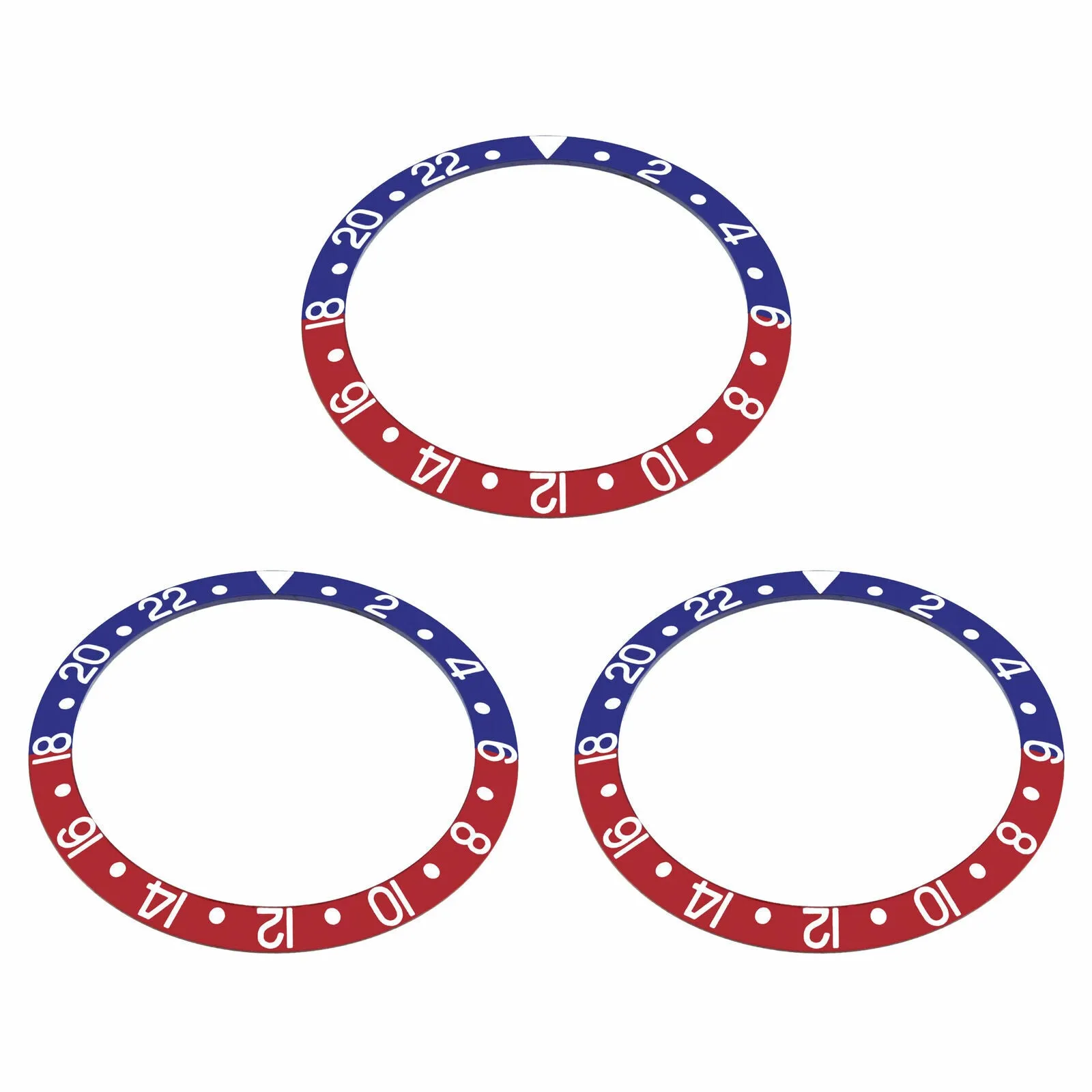 12 BEZEL INSERT ALUMINUM FOR ROLEX BLUE/RED SILVER GMT I 1675,16750 WATCH PEPSI