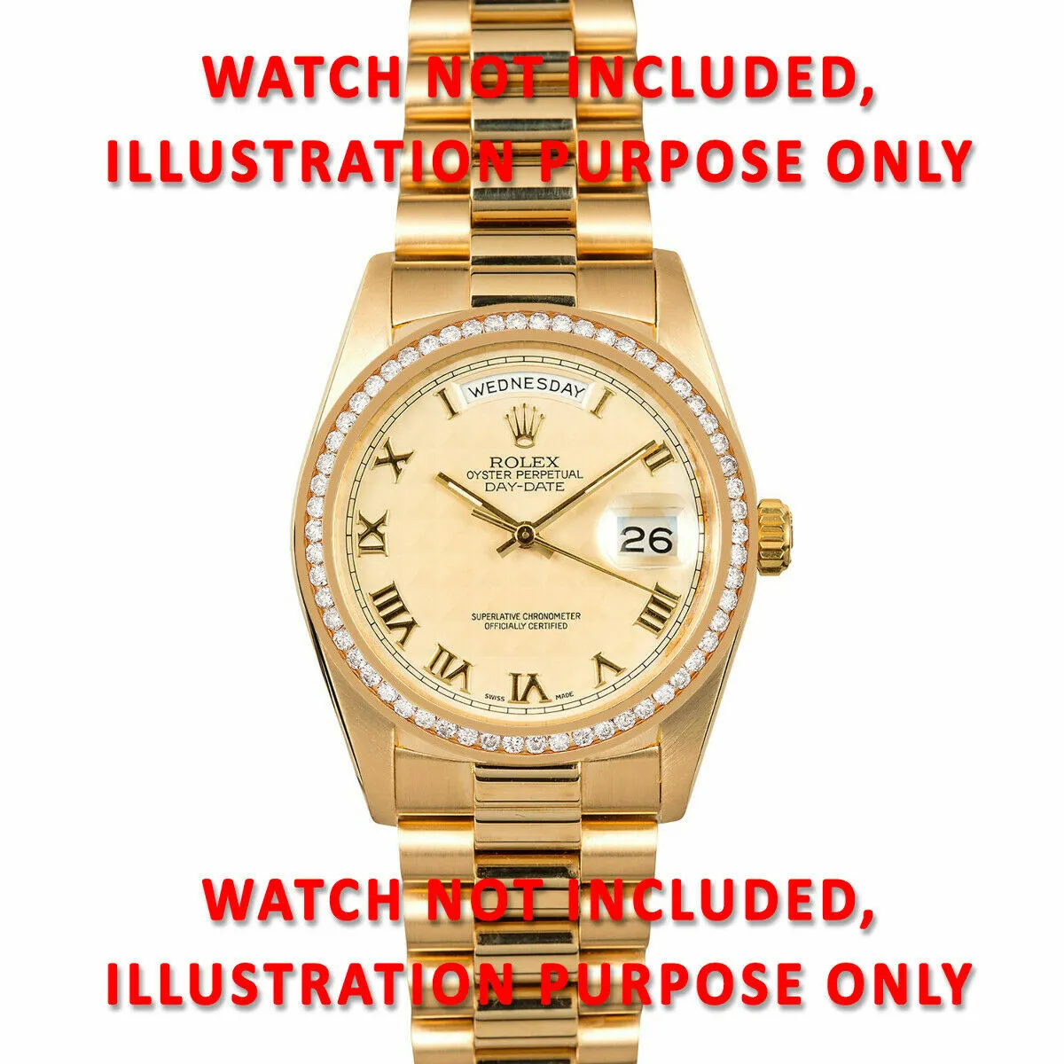 1.30CT CHANNEL SET DIAMOND BEZEL 18KY FOR ROLEX DATEJUST, DAY DATE PRESIDENT 36M