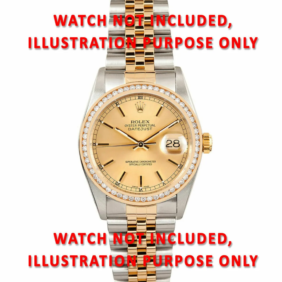 1.30CT CHANNEL SET DIAMOND BEZEL 18KY FOR ROLEX DATEJUST, DAY DATE PRESIDENT 36M
