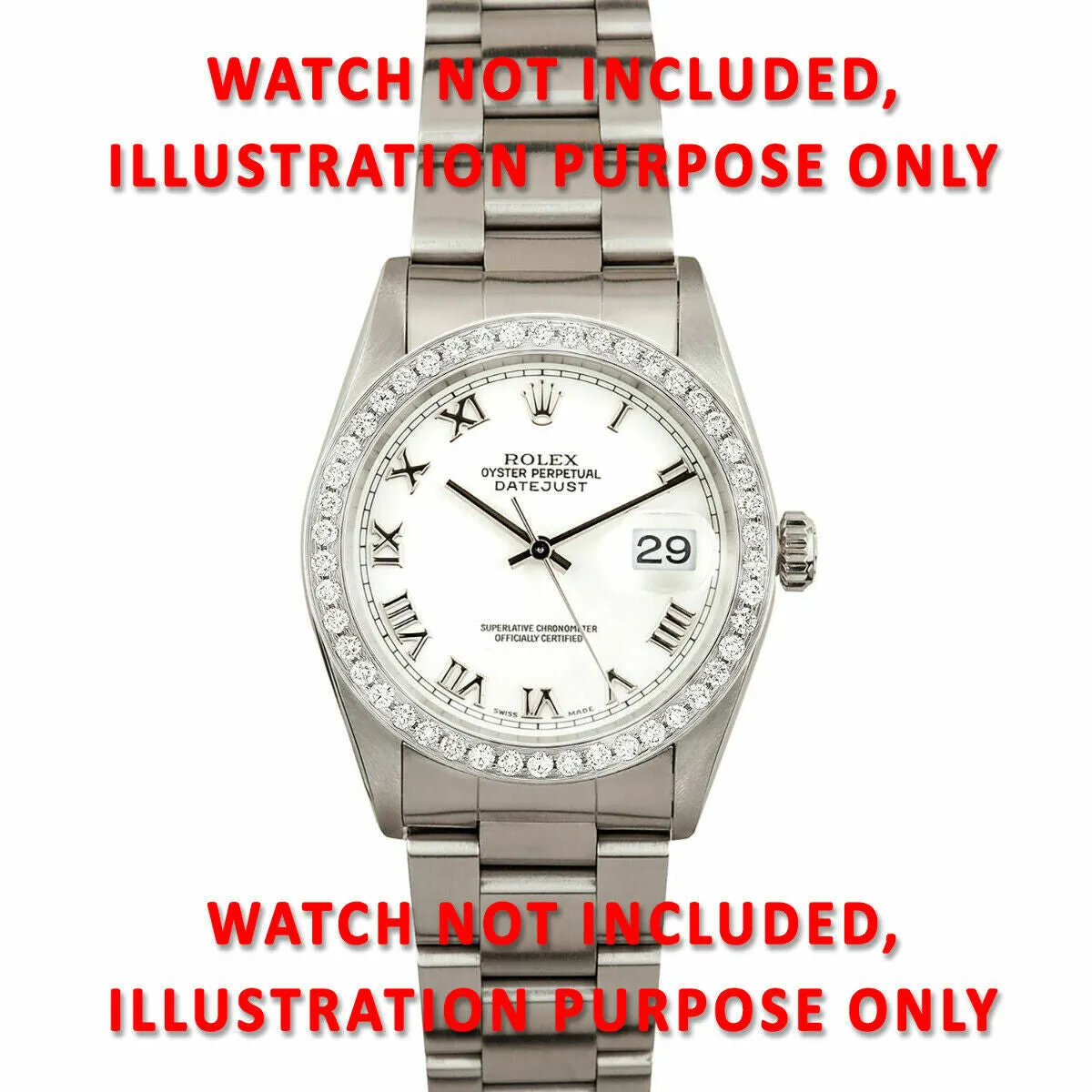 1.50CT PAVE BEAD SET DIAMOND BEZEL 18KW FOR ROLEX FULL SIZE DATEJUST & PRESIDENT