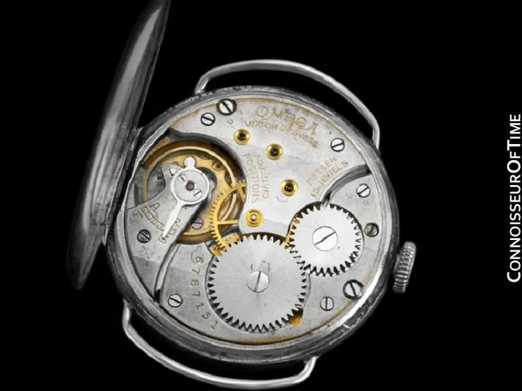 1923 Omega Vintage Mens Officer's Style Sterling Silver Watch