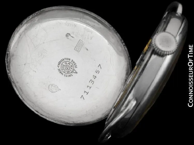 1923 Omega Vintage Mens Officer's Style Sterling Silver Watch