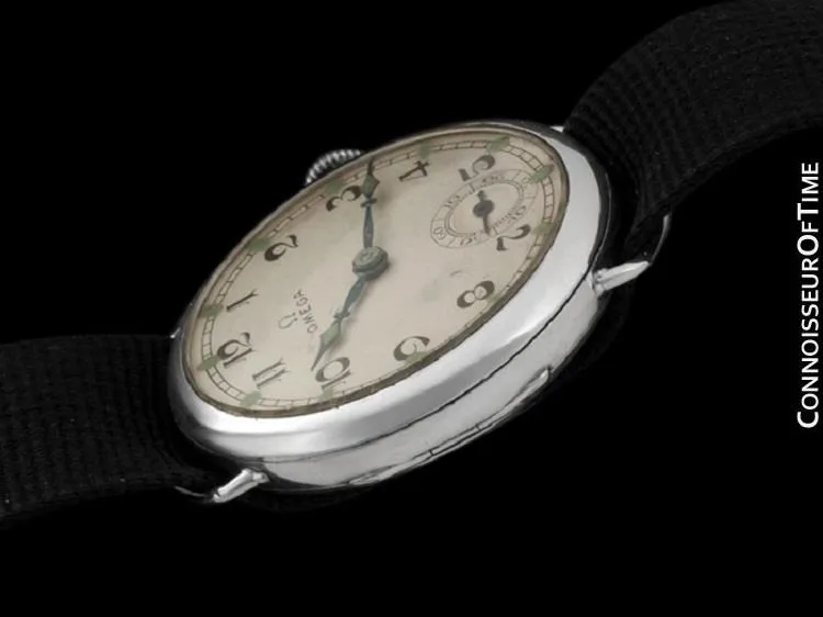 1923 Omega Vintage Mens Officer's Style Sterling Silver Watch