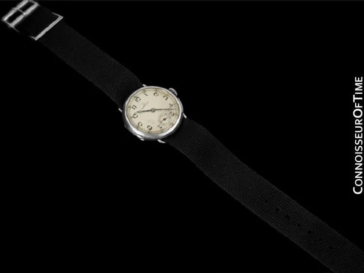 1923 Omega Vintage Mens Officer's Style Sterling Silver Watch