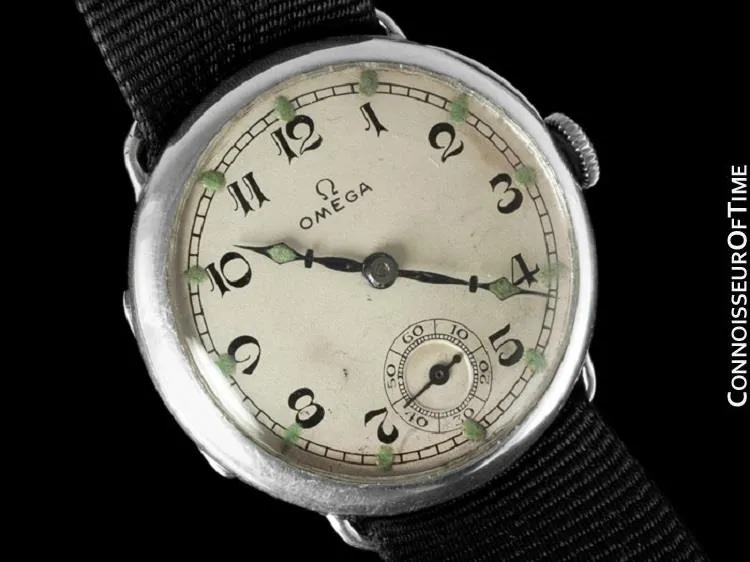 1923 Omega Vintage Mens Officer's Style Sterling Silver Watch