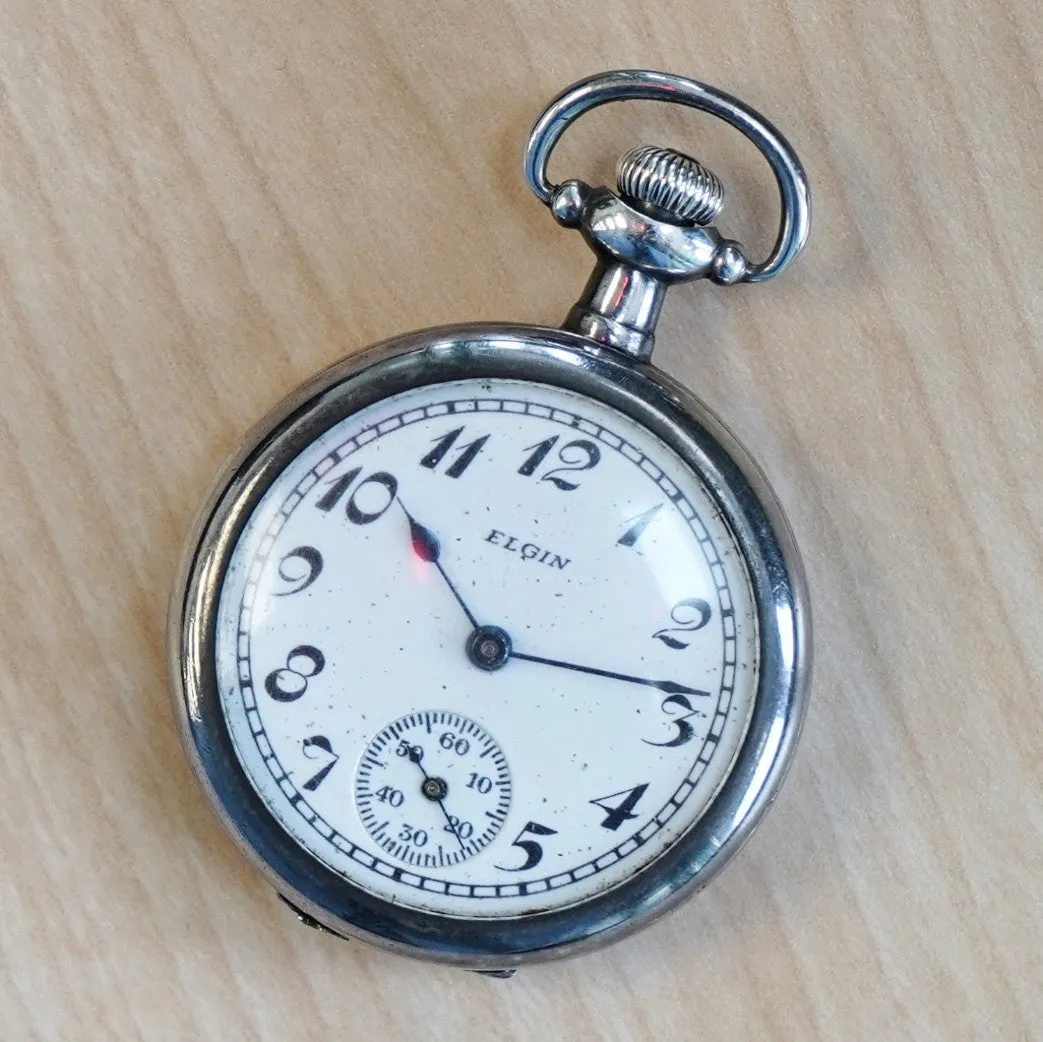 1926 ELGIN Ladies Pocket Watch 3/0s Grade 465 15 Jewels 925 Sterling Silver Case