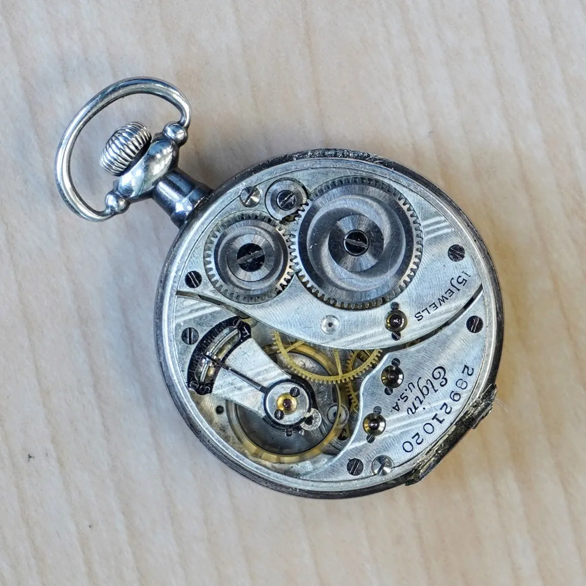 1926 ELGIN Ladies Pocket Watch 3/0s Grade 465 15 Jewels 925 Sterling Silver Case