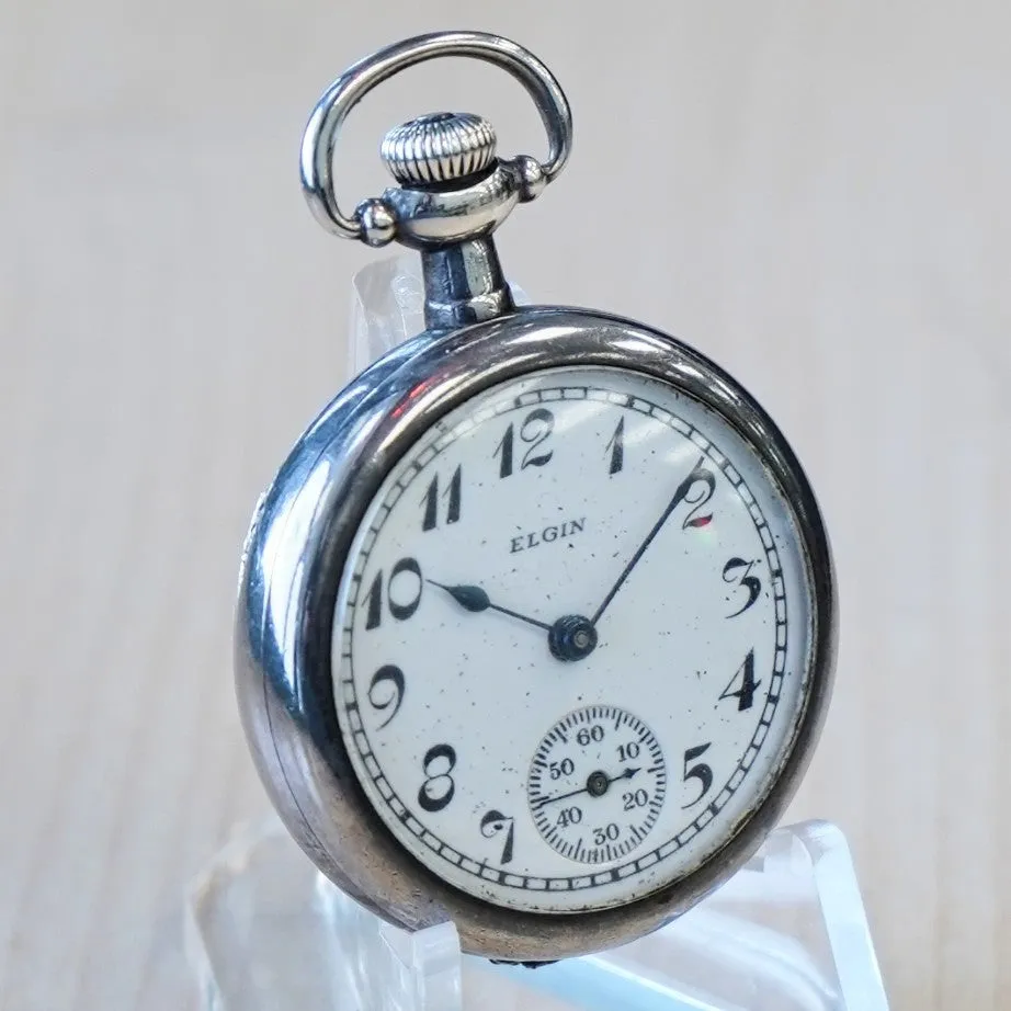1926 ELGIN Ladies Pocket Watch 3/0s Grade 465 15 Jewels 925 Sterling Silver Case