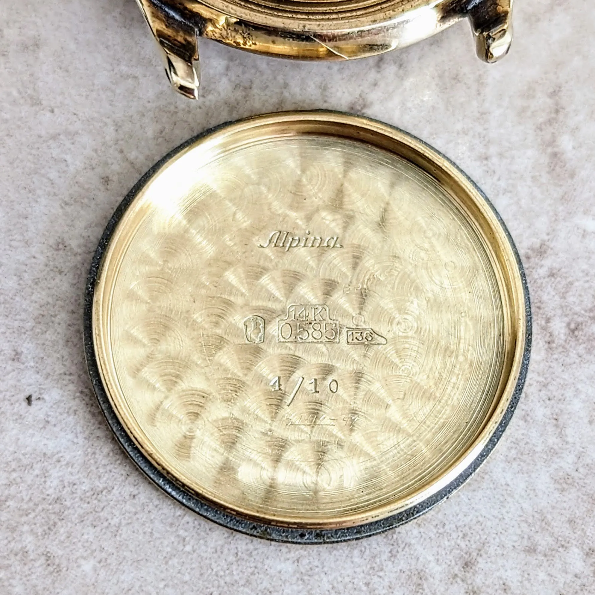 1940s ALPINA Watch 14K GOLD Vintage Wristwatch - Rose Gold Dial - Original BOX!