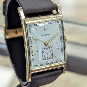 1944 LONGINES Watch 17 Jewels Cal. 9L Wristwatch 10K GF Tank Case Wristwatch