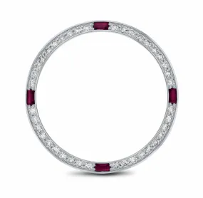 1CT BEAD SET DIAMOND BEZEL FOR ROLEX 31MM DATEJUST WITH 4 CORNER RUBIES WG