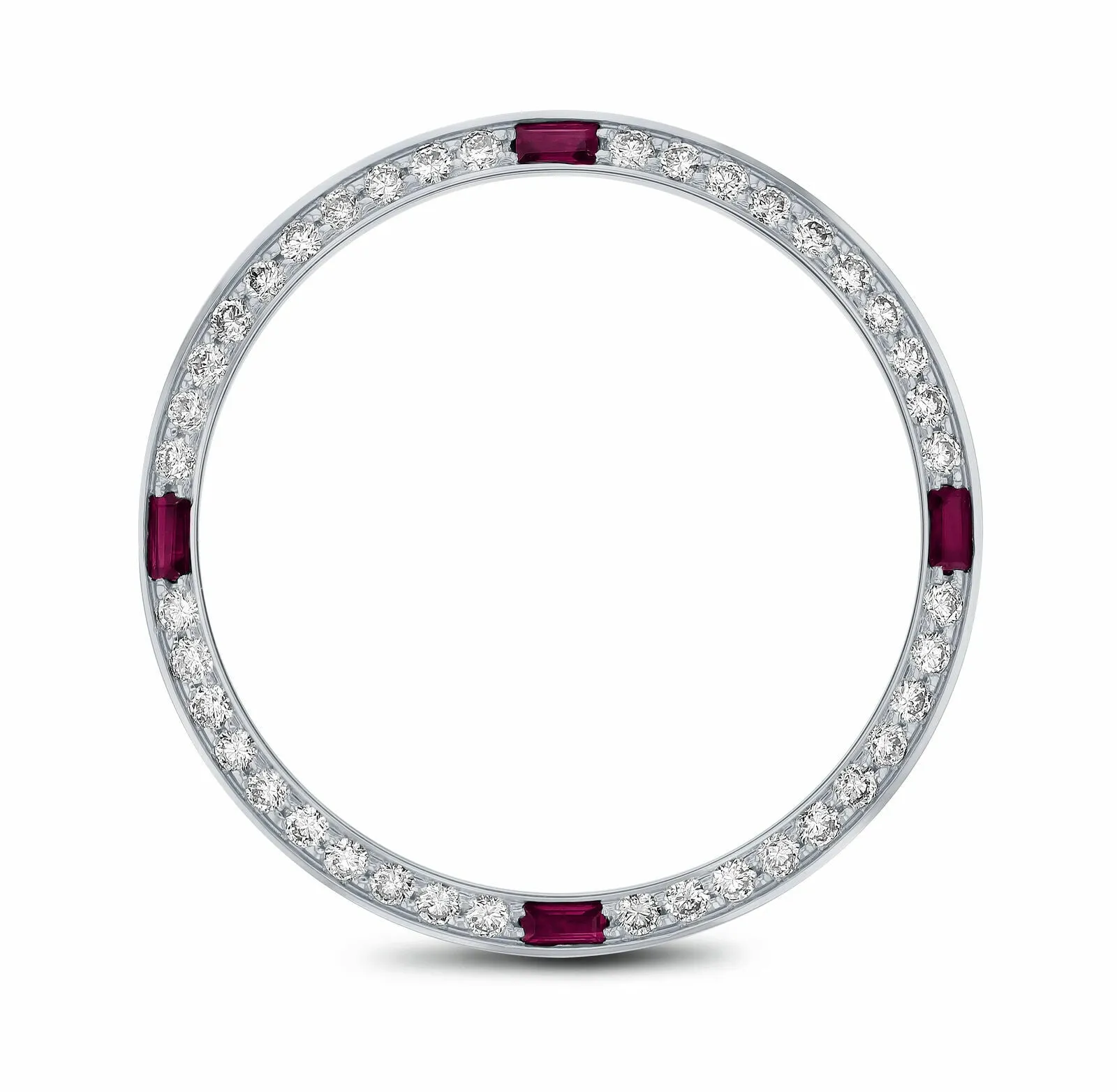 1CT BEAD SET DIAMOND BEZEL FOR ROLEX 31MM DATEJUST WITH 4 CORNER RUBIES WG