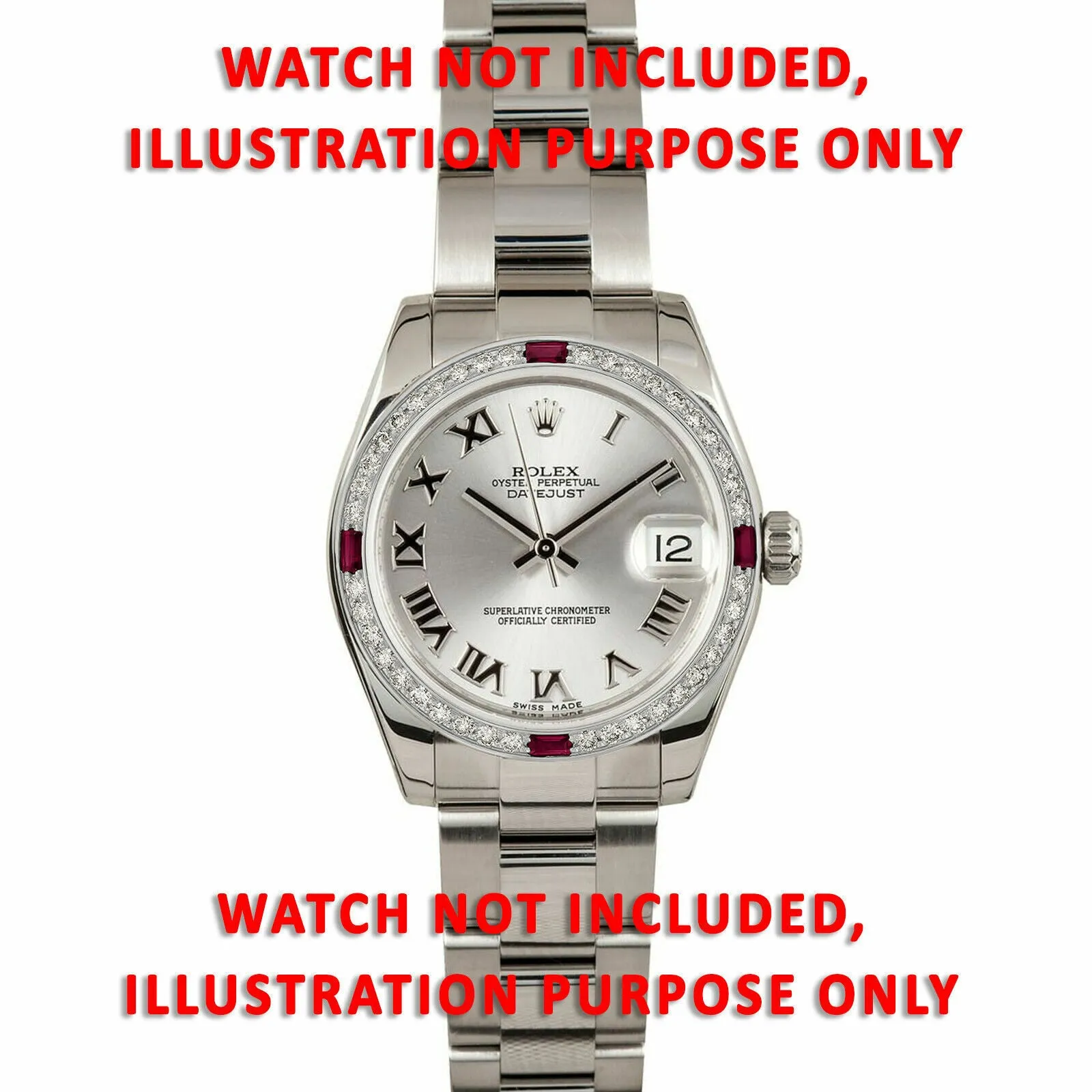 1CT BEAD SET DIAMOND BEZEL FOR ROLEX 31MM DATEJUST WITH 4 CORNER RUBIES WG