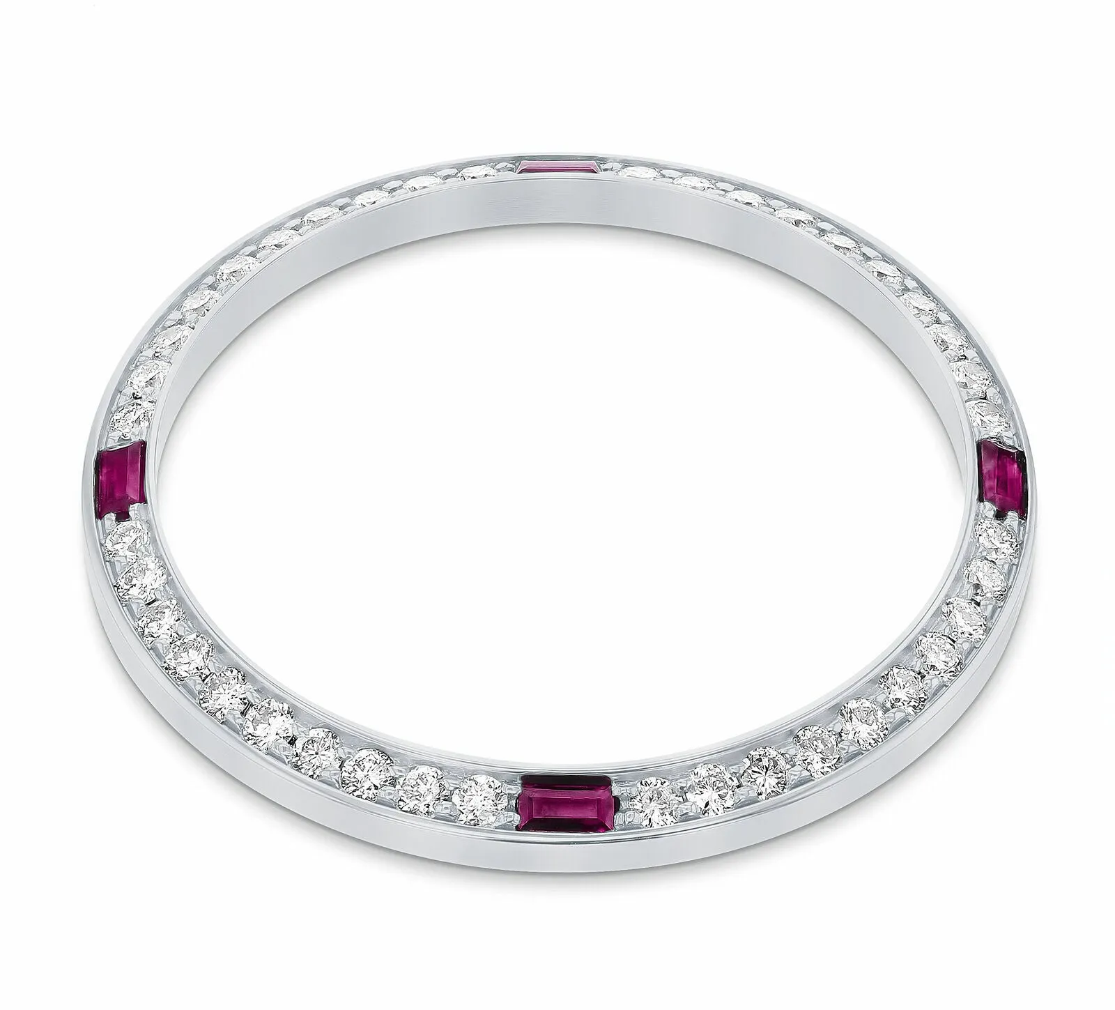 1CT BEAD SET DIAMOND BEZEL FOR ROLEX 31MM DATEJUST WITH 4 CORNER RUBIES WG