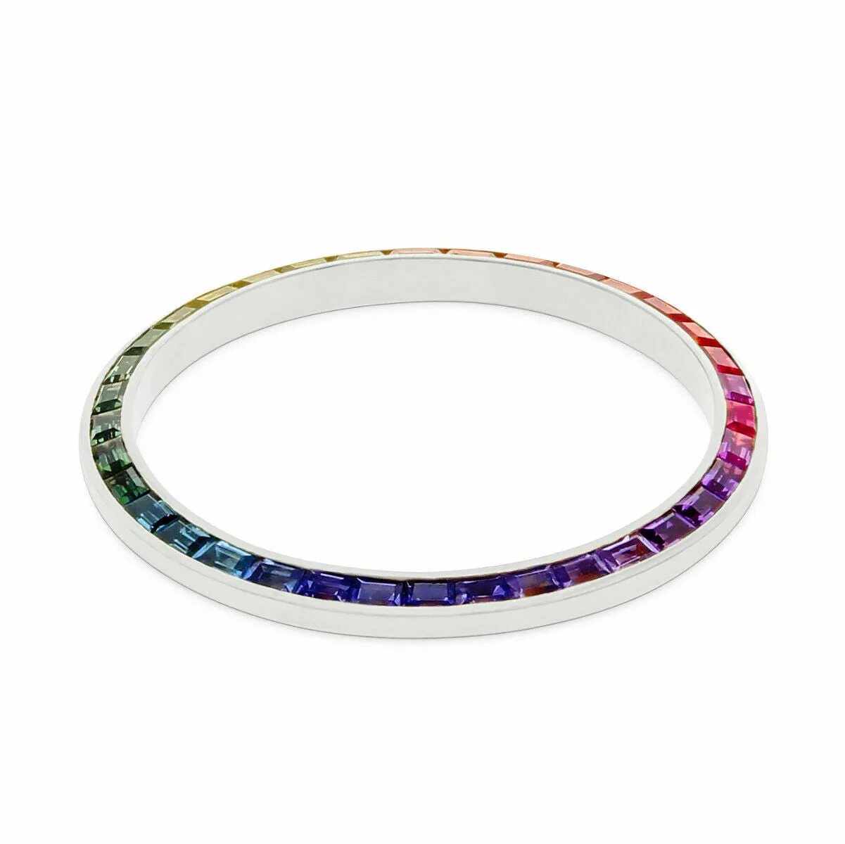 2.50CT SYNTHETIC RAINBOW BEZEL FOR ROLEX DATEJUST, PRESIDENT DAY DATE 36MM 18KW