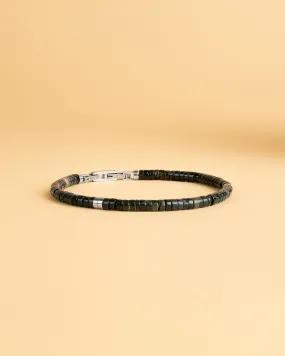2mm Bracelet with green Obsidian stones and titanium element
