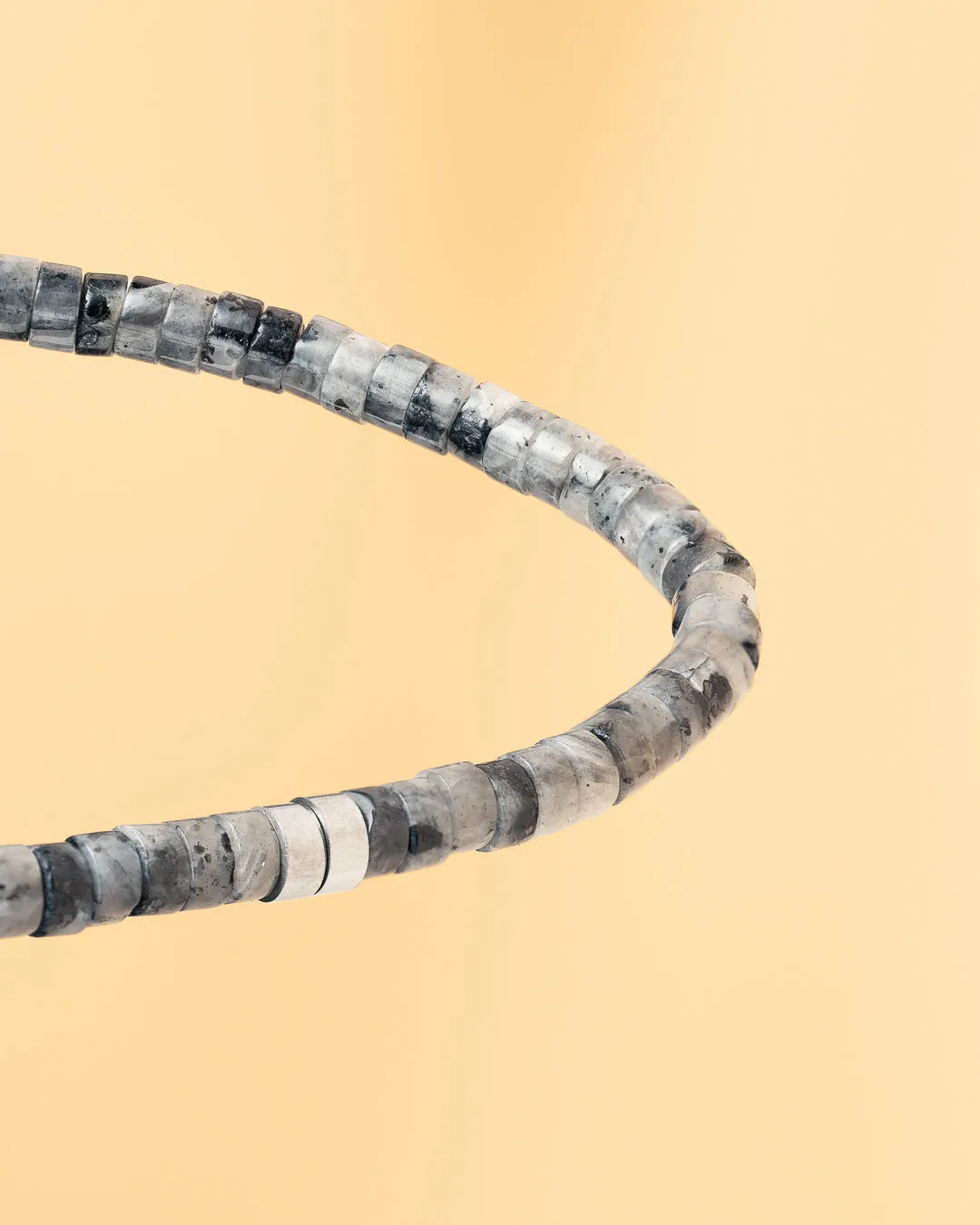 2mm Bracelet with Larvikite stones and titanium element