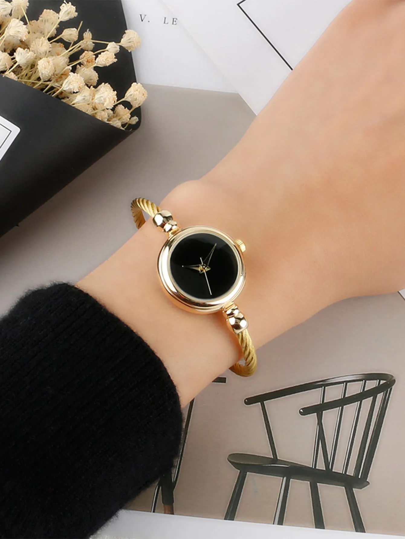 2pcs/set Round Pointer Quartz Watch