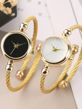2pcs/set Round Pointer Quartz Watch
