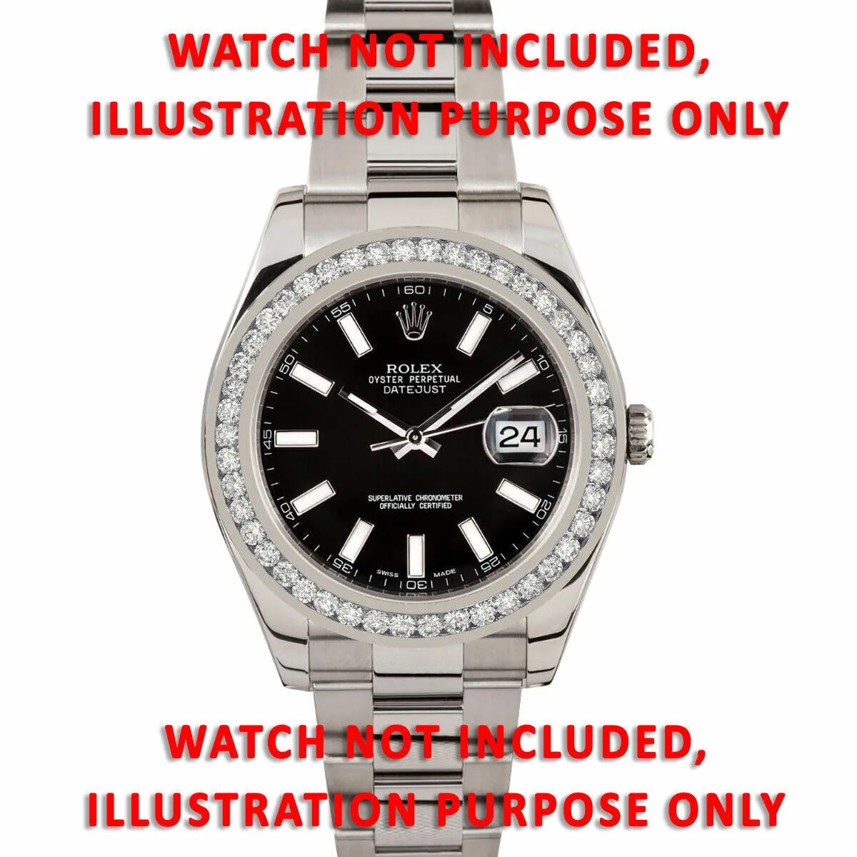 3.15CT CHANNEL DIAMOND BEZEL FOR ROLEX DATEJUST 41MM 126300, 126334 STAINLESS ST