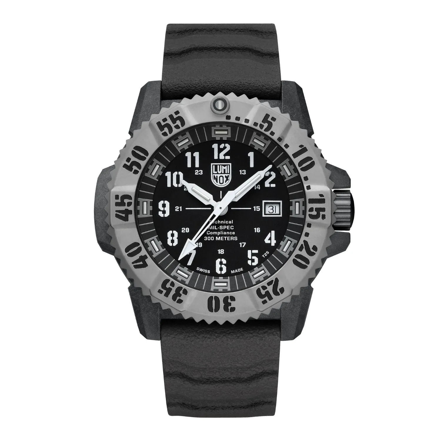 46MM LUMINOX MIL-SPEC QUARTZ BLACK CARBONOX WATCH WITH BLACK DIAL AND TITANIUM BEZEL