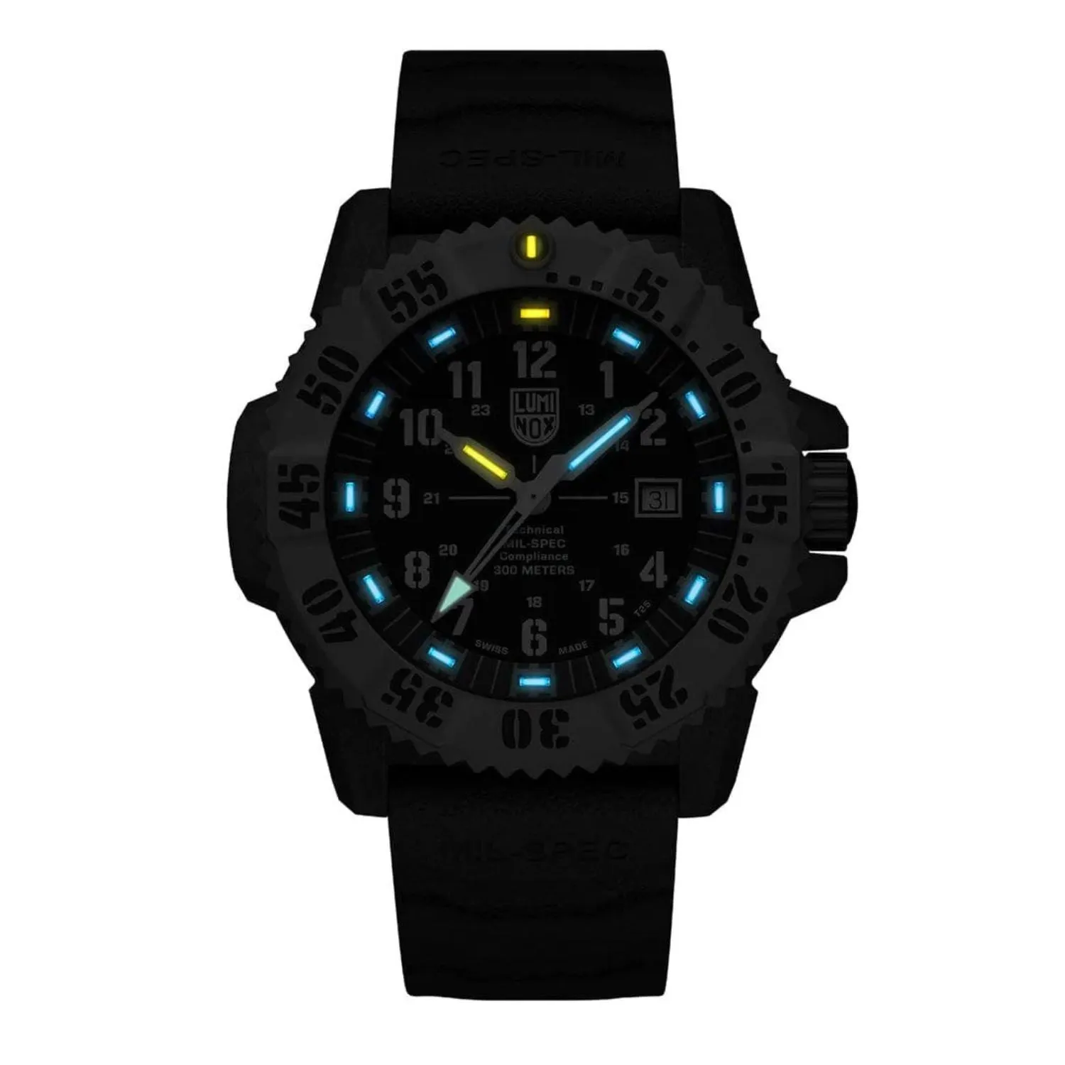 46MM LUMINOX MIL-SPEC QUARTZ BLACK CARBONOX WATCH WITH BLACK DIAL AND TITANIUM BEZEL