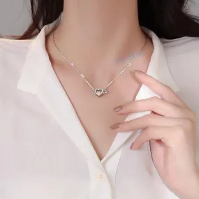 925 Sterling Silver Angel Heart Necklace with Cross Chain
