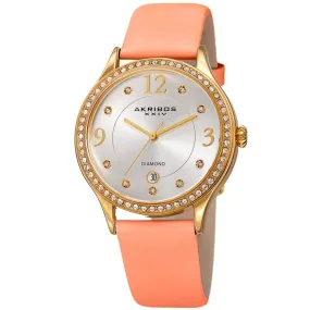 Akribos Xxiv Quartz Diamond Crystal Silver Dial Ladies Watch AK1011PK