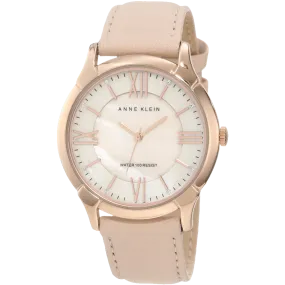Anne Klein Womens AK 1010RGLP Rose Gold Tone Watch with Swarovski Crystals and Leather Band