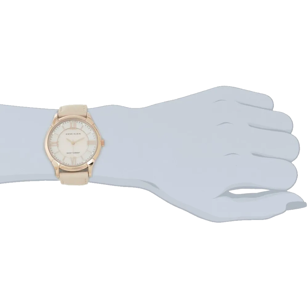 Anne Klein Womens AK 1010RGLP Rose Gold Tone Watch with Swarovski Crystals and Leather Band