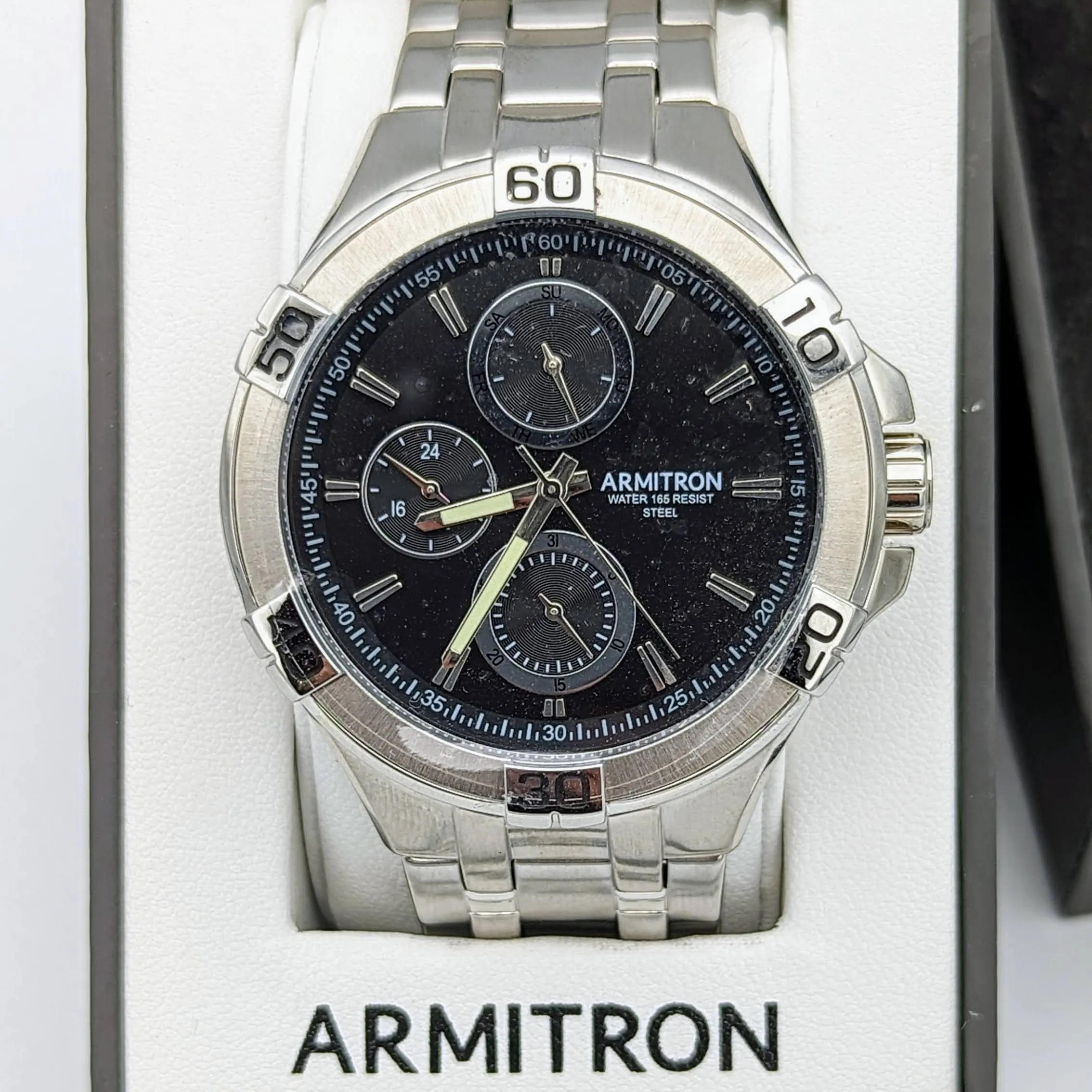 ARMITRON Water Resist Wristwatch 3 Sub Dials New in Box with Manual Watch