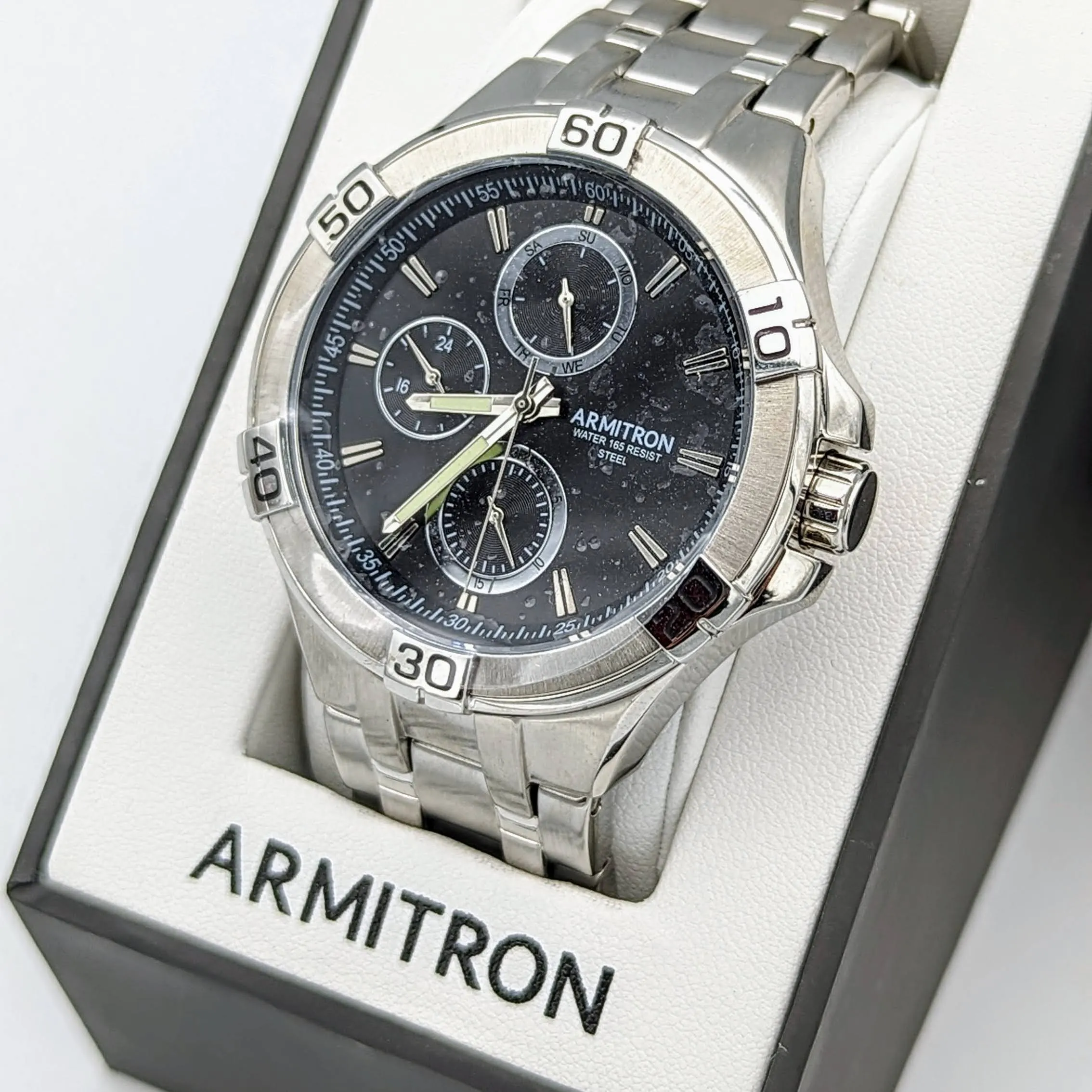 ARMITRON Water Resist Wristwatch 3 Sub Dials New in Box with Manual Watch