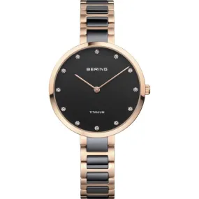 Bering Ladies Titanium Ceramic Black And Rose Watch