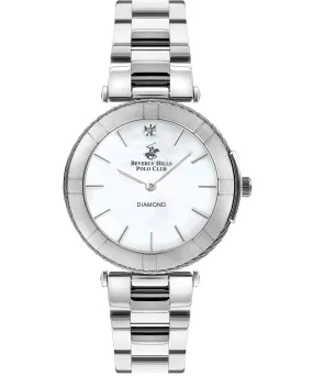 Beverly Hills Polo Club  Women's Analog Watch, Pearl Dial & Silver Stainless Steel Strap, BP3333X.320
