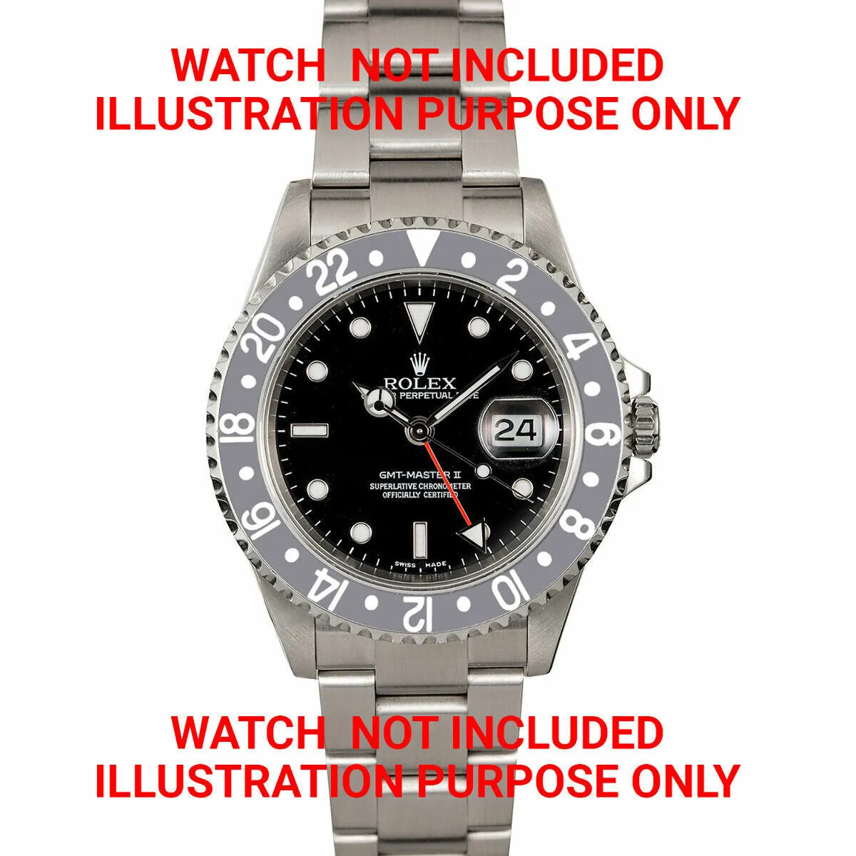 BEZEL & INSERT FOR ROLEX GMT 16700 16710 16713 16718 16760 SAPAHIRE S/STEEL GREY