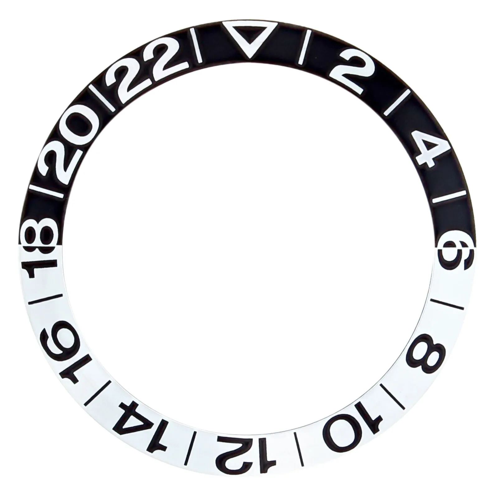 BEZEL INSERT FOR OMEGA GMT 300M SEAMASTER 2534.50 168.1620 50TH ANV BLACK/SILVER