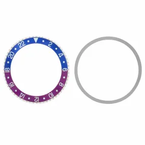 BEZEL  INSERT   TENSION FOR ROLEX GMT 1670,1675,16750 FUCHSIA BLUE RED/PINKISH