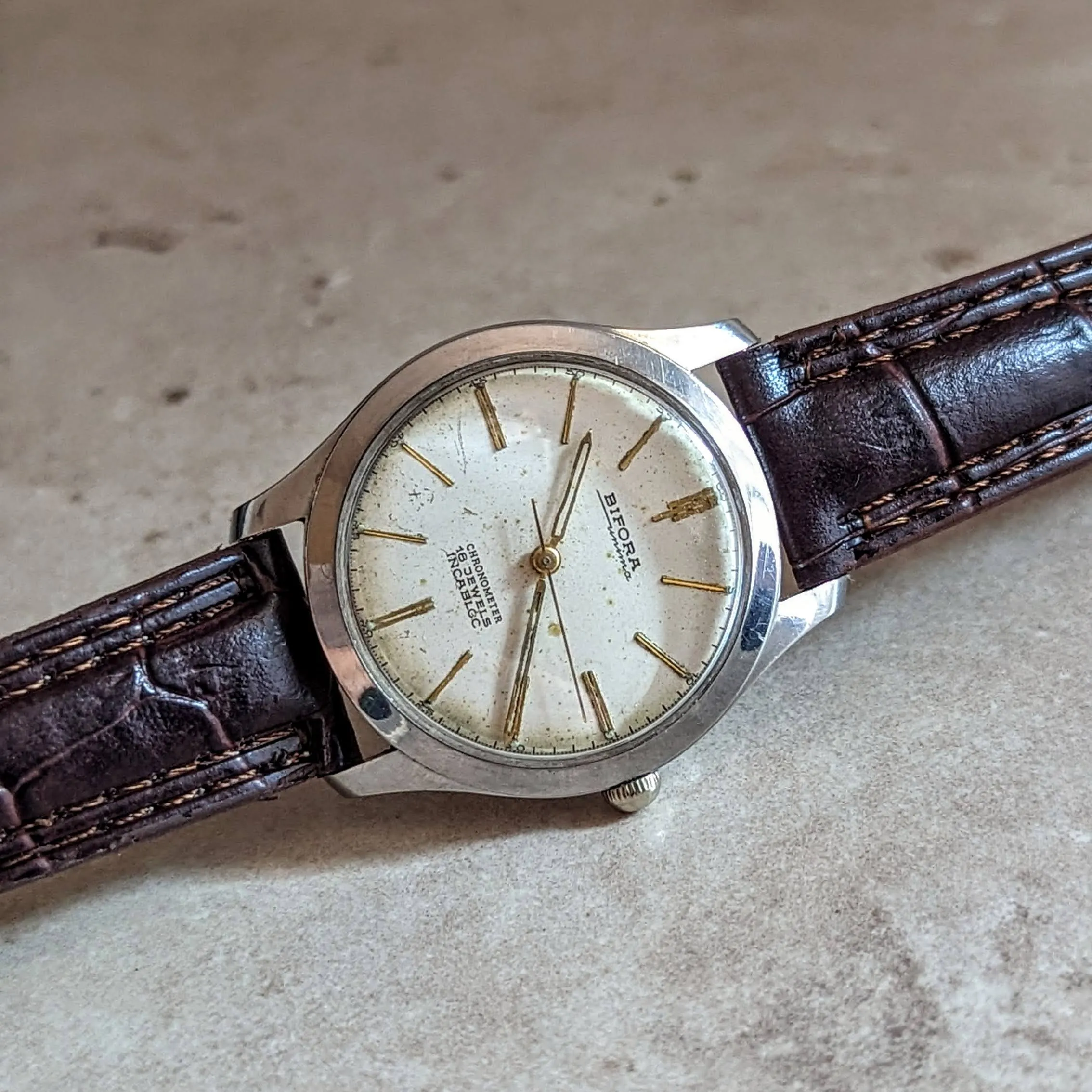BIFORA Unima Chronometer Wristwatch 18 Jewels Hack Mechanism Vintage Watch