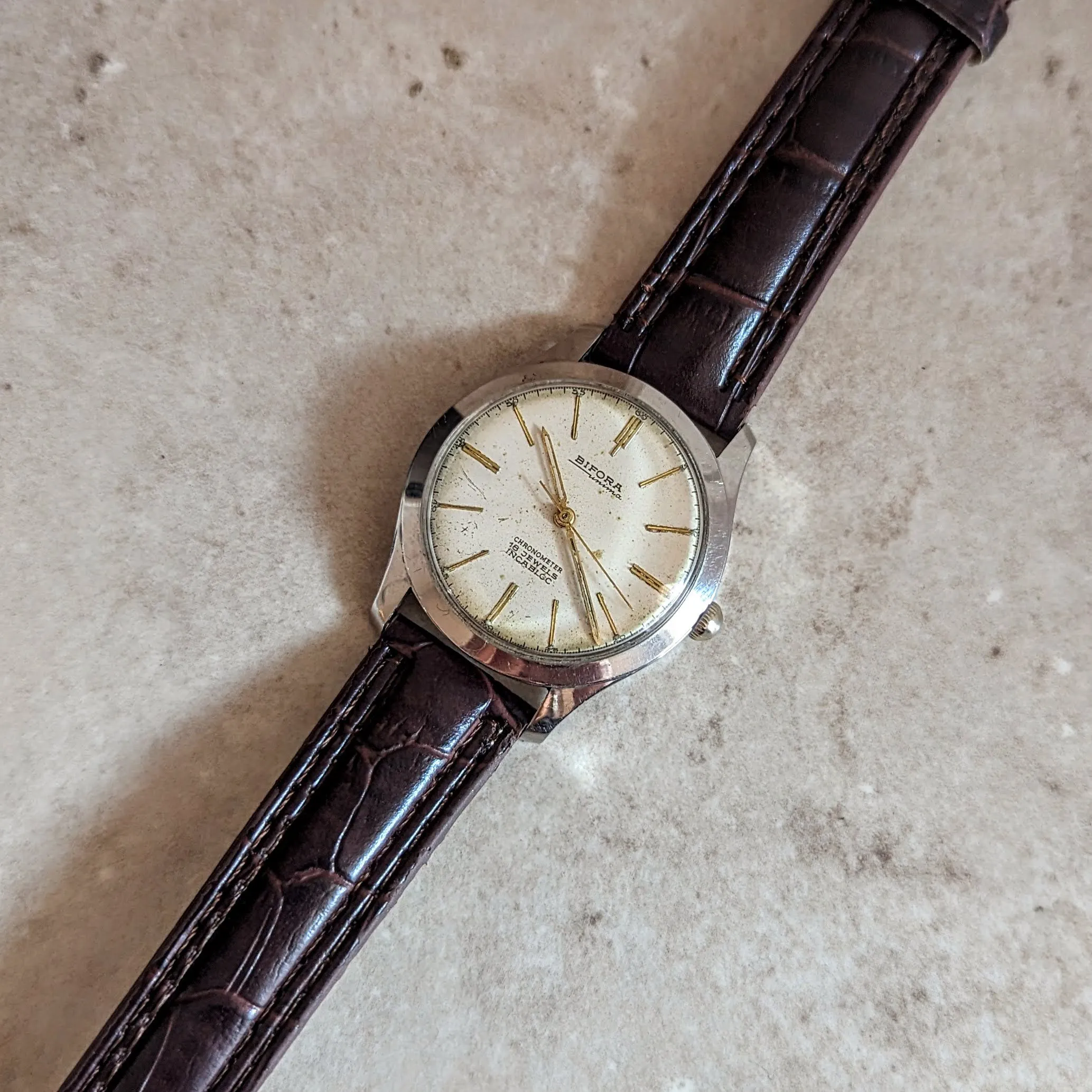 BIFORA Unima Chronometer Wristwatch 18 Jewels Hack Mechanism Vintage Watch