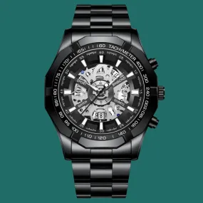 BINBOND Luxury Hollow Non-Mechanical Quartz Watch for Men - 30M Waterproof Classic Design S033
