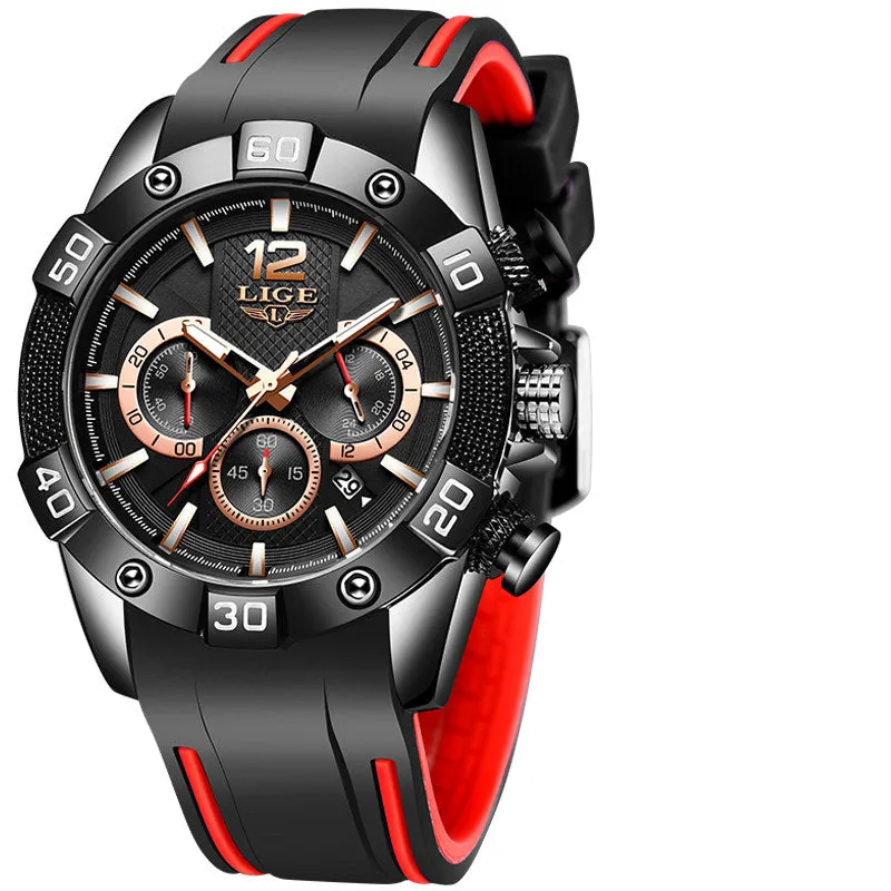 Blue Mens  Luxury Clock Sports Chronograph Waterproof Quartz Watch