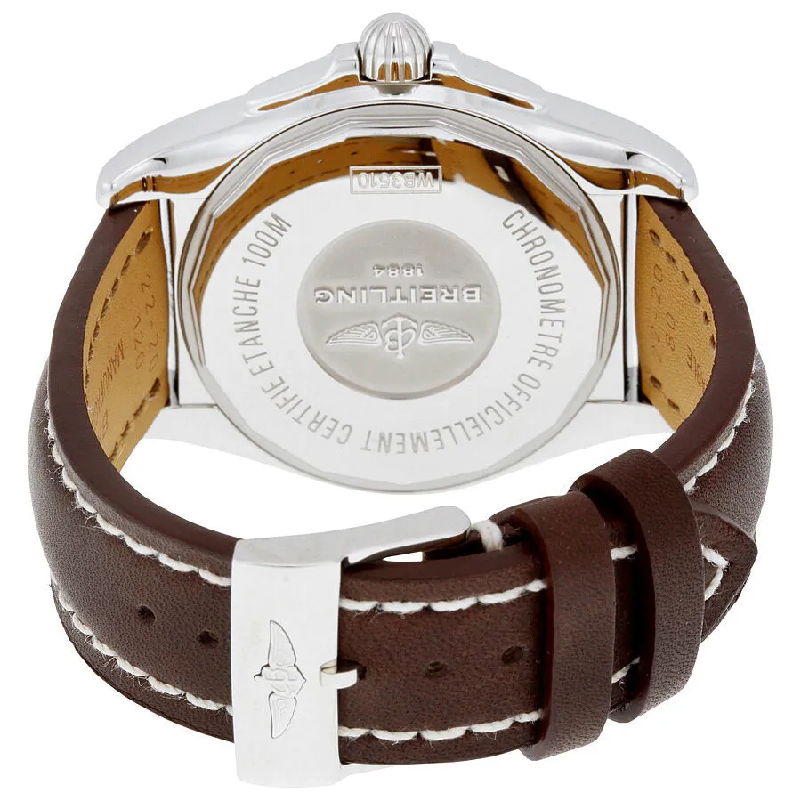 Breitling Galactic Unitime White Dial Dark Brown Leather Men's Watch WB3510U0-A777DBRLT WB3510U0-A777-437X-A20BA.1