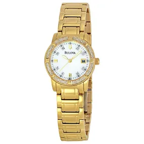 Bulova Diamonds Quartz White Mother of Pearl Dial Ladies Watch 98R135