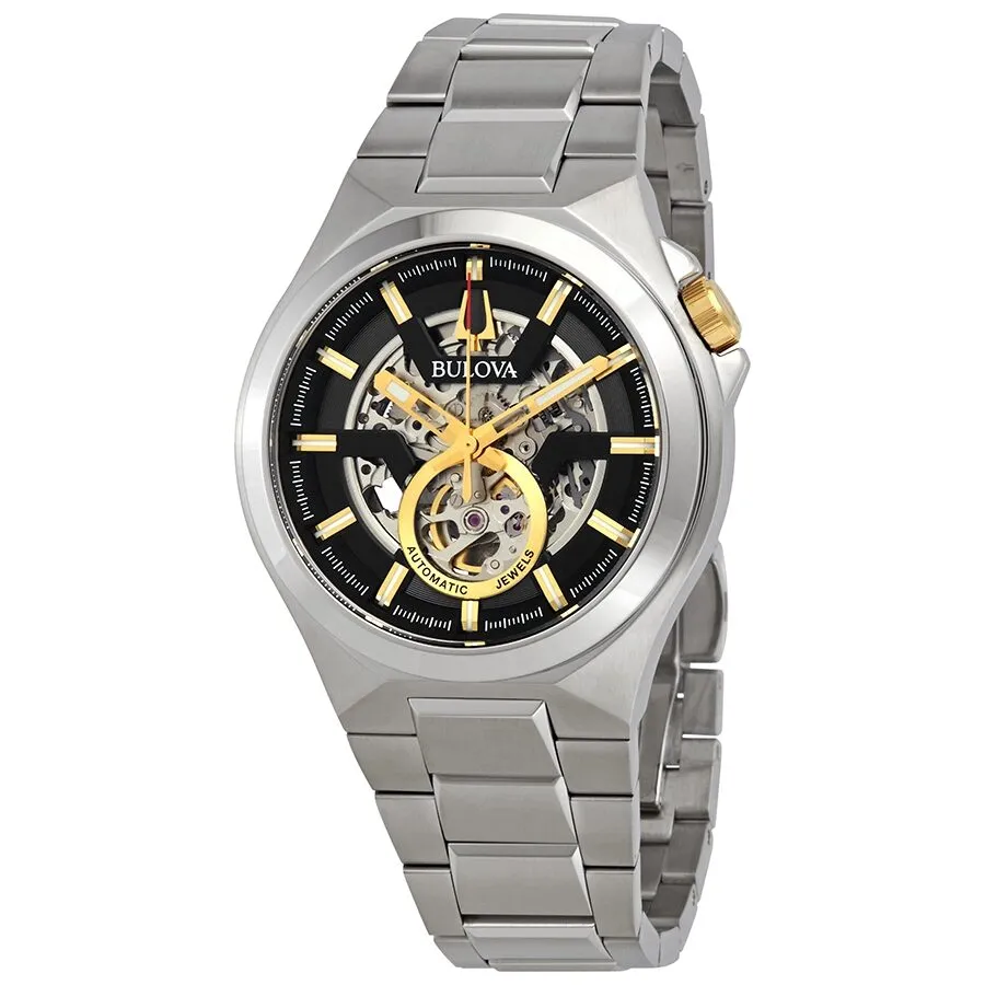 Bulova Maquina Black-Skeleton Dial Automatic Men's Watch 98A224