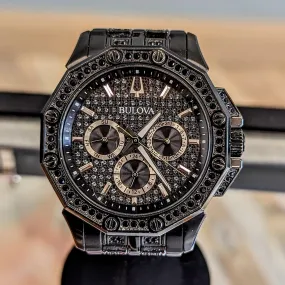 BULOVA Octava Crystal Watch 98C134 - 300 Crystales on the Black Tone Stainless Steel