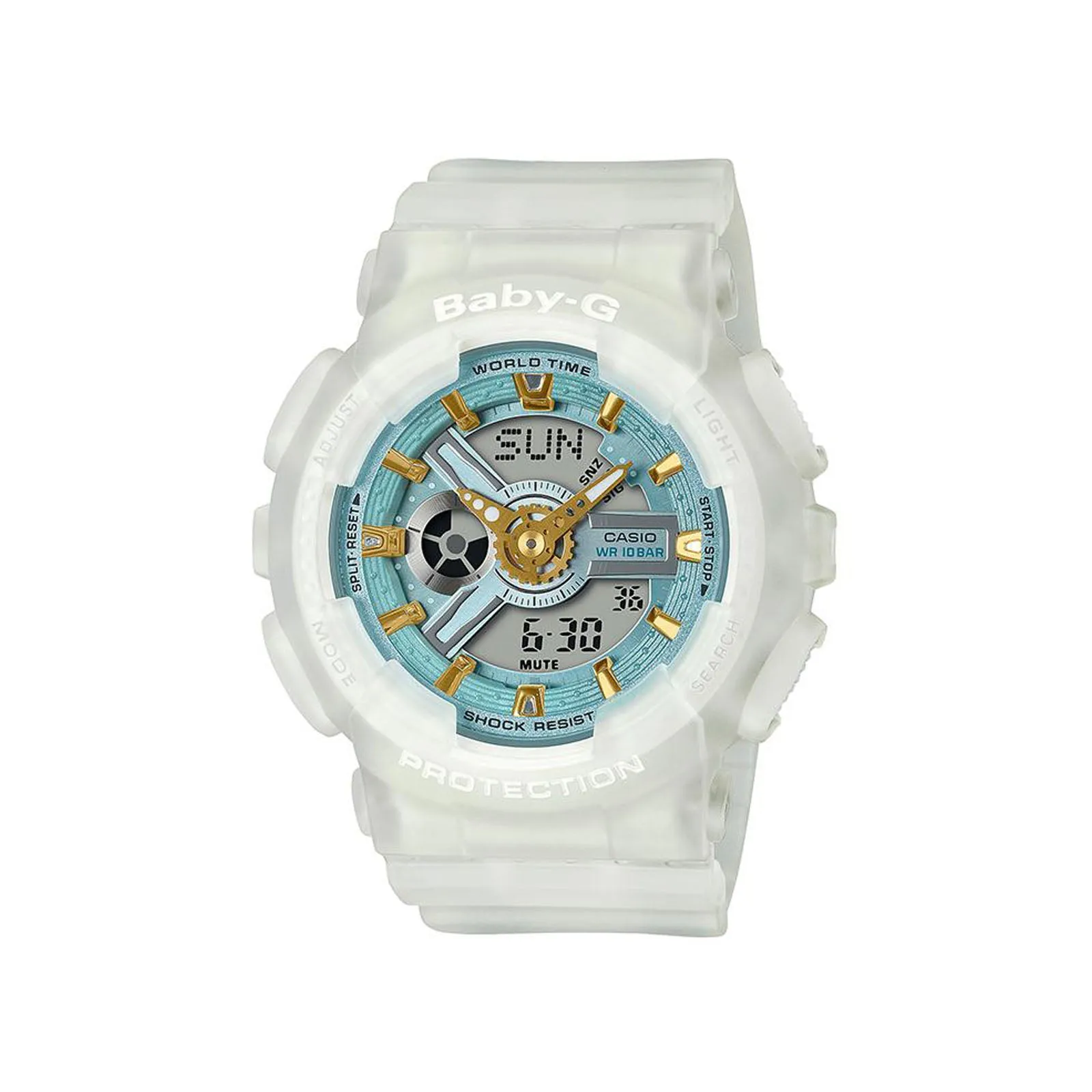 Casio Baby-G BA110SC-7A Sea Glass Series White Resin 100WR Shock Resistant Watch