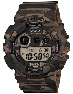 Casio Mens Large Case G-Shock - Camouflage - Flash Alert - World Time