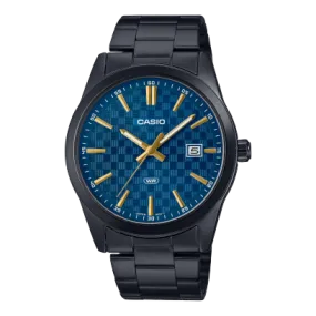 Casio, Men’s Watch Analog,Blue Dial Black Stainless Steel Band, MTP-VD03B-2AUDF