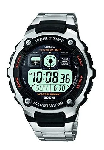 Casio Youth World-time Digital Black Dial Men's Watch - AE-2000WD-1AVDF (D084)