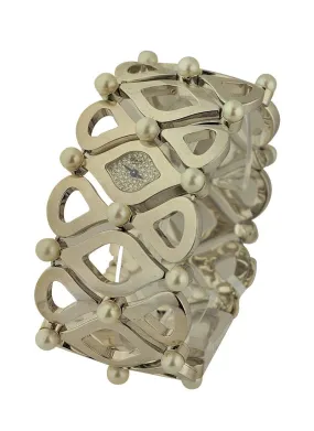Chopard Pushkin Diamond Dial White Gold Blue Steel Hands Watch 106798-1001